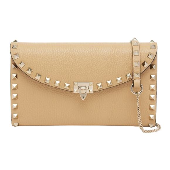 NEW VALENTINO GARAVANI ROCKSTUD CHAIN WALLET CLUTCH BAG PURSE AUTHENTIC NWT! - Picture 1 of 16